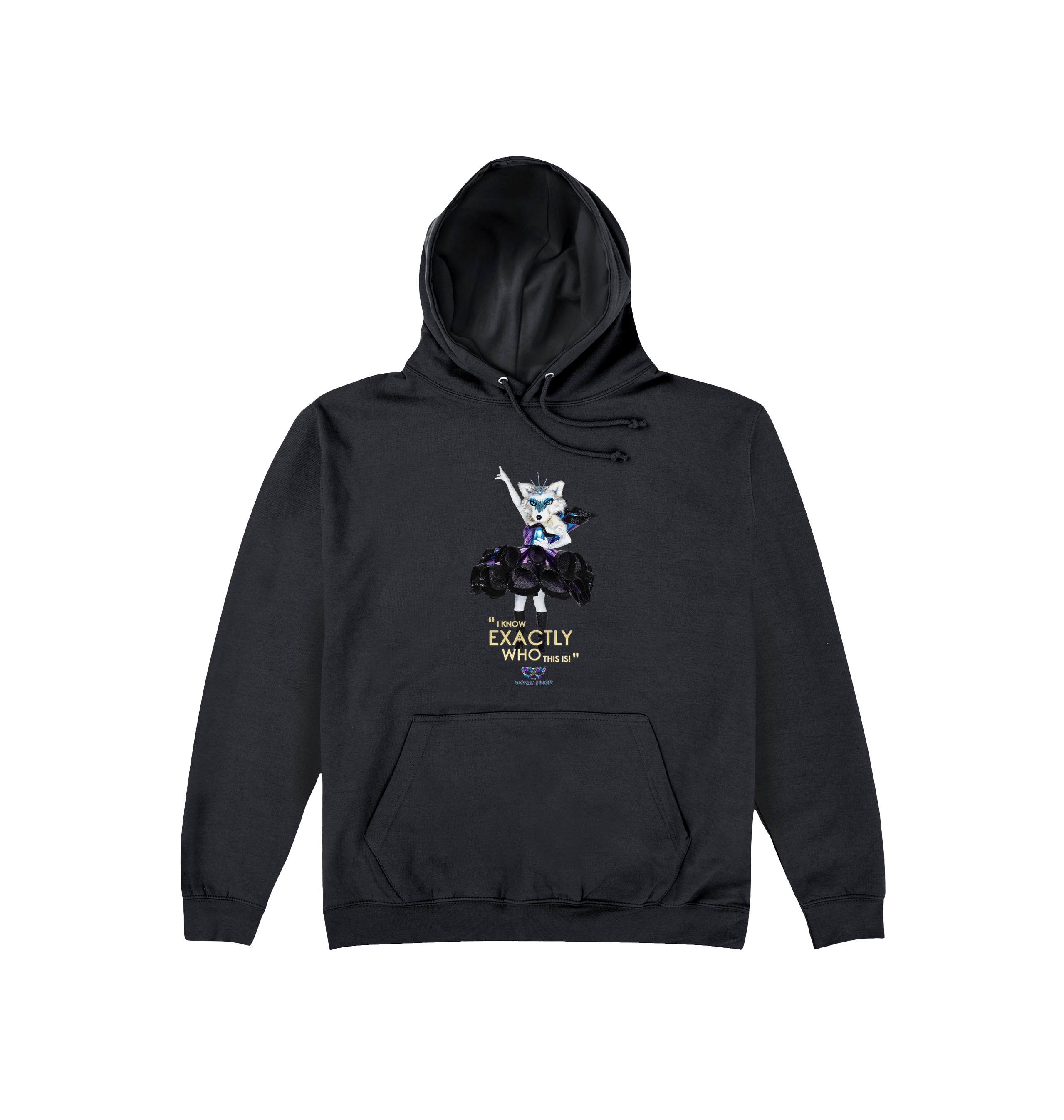 Jet Black Printed Hoody Front